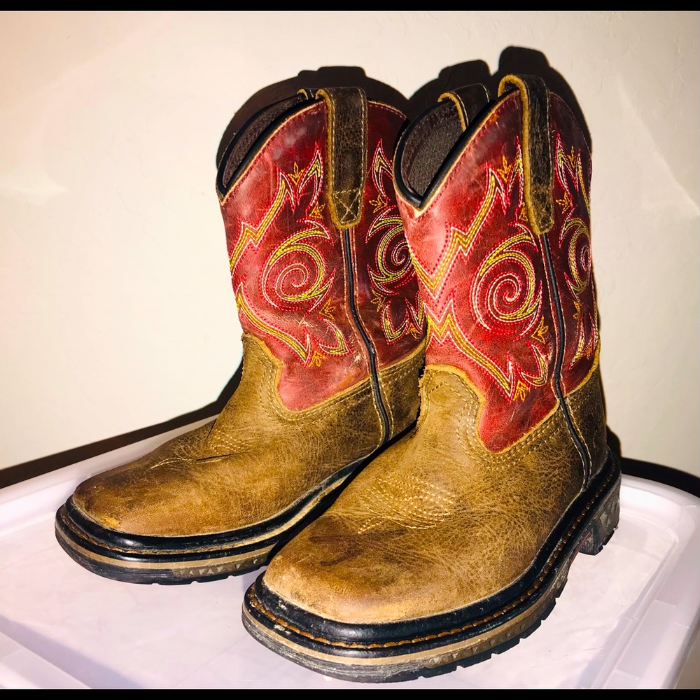 Georgia cowboy boots kid 8” CarboTec brown/red 11M